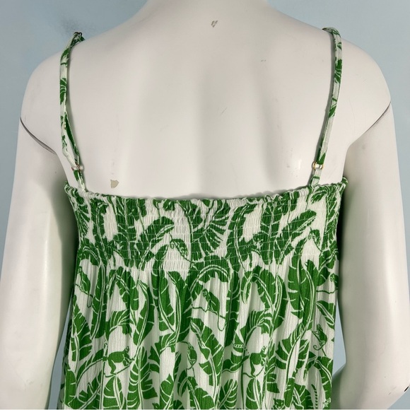 WeWoreWhat Smocked Midi Dress Size Small Vacation Resort Green Tropical Floral - Picture 10 of 13